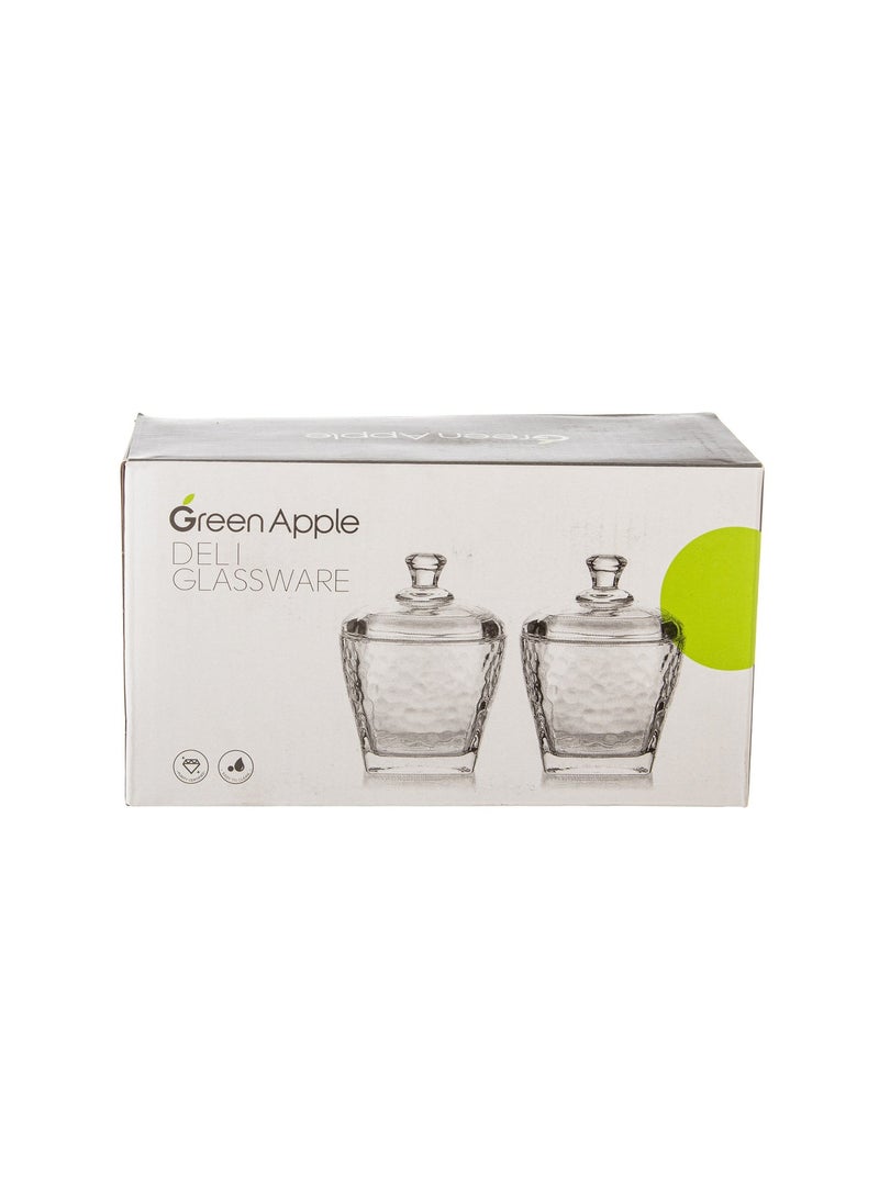 Green Apple Set of 2 multi-purpose clear glass sugar bowls - Image 5